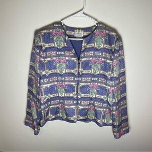 Adrianna Papell Vintage Silk Floral Blazer